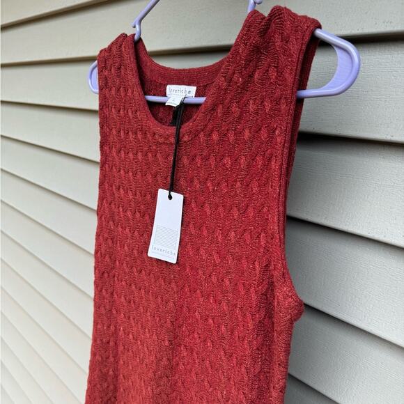 💚SALE: NWT Love Riche size L Cable Knit Sleeveless Wool Blend Dress - Rust Red - Picture 8 of 13